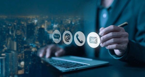 Contact details with digital icons